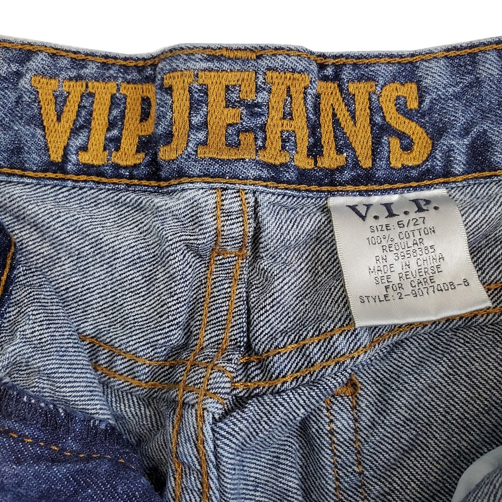VIP Jeans Wide Leg Crop Acid Wash Blue Denim 100% Cotton Juniors Size 5/27 - Picture 5 of 6
